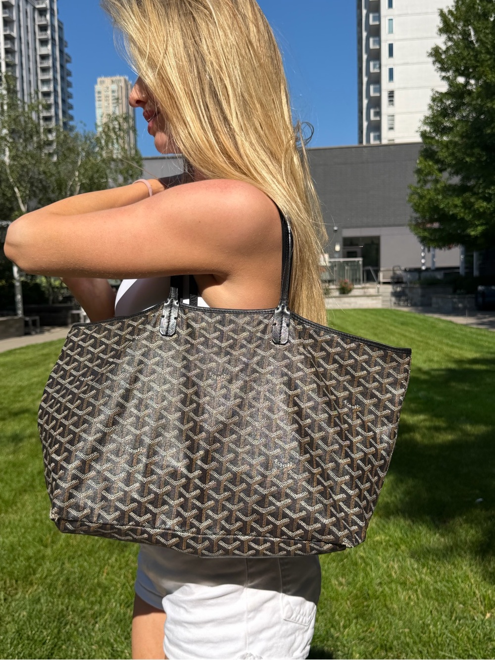 Authentic Goyard St Louis Tote Black with pouch